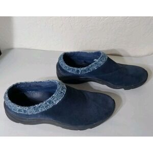 Vionic Arbor Suede Knit Cuff Slip On Blue Casual  Clog Women's Size 10